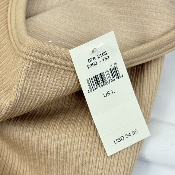 AERIE OFFLINE Ribbed Seamless Crop Tank Top  L Sand Stretch Slim Fit NWT B59 - Picture 4 of 6